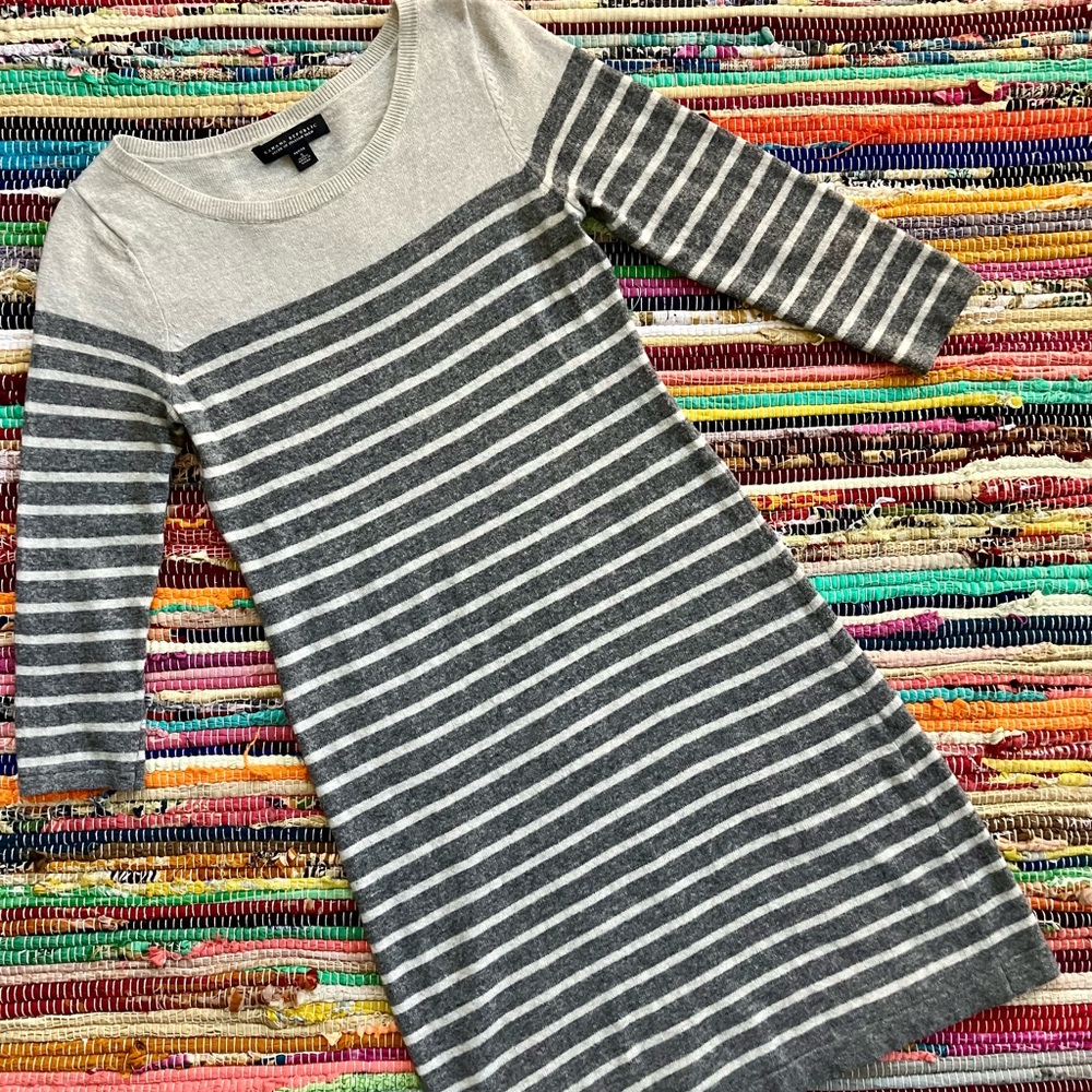 Banana Republic ~ Wool cashmere striped grey sweater dress